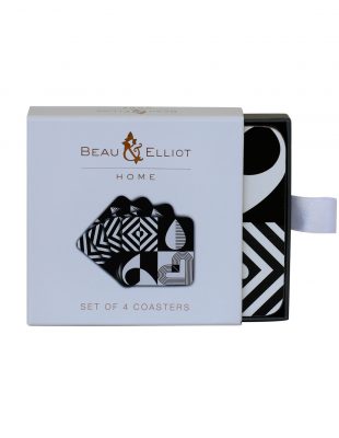 Set of 4 Coasters Monochrome Tile 7L Luxury Insulated Lunch Tote