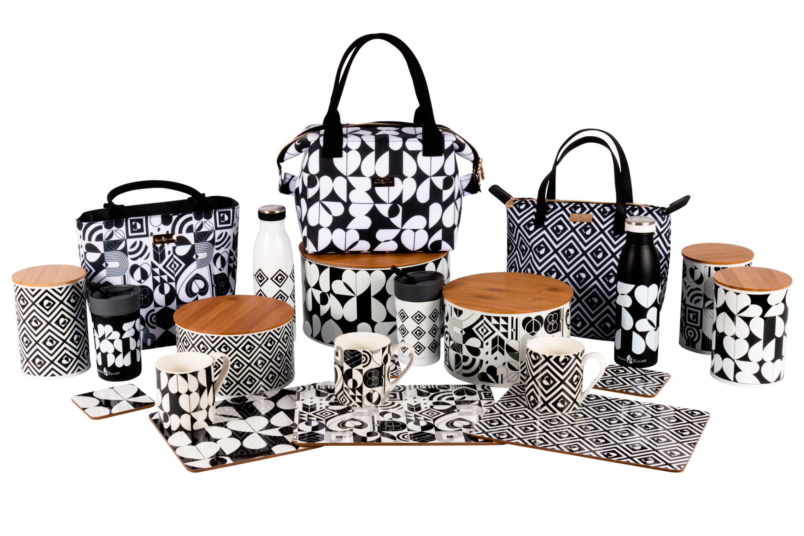 Monochrome Avant Garde Lunch Tote by Beau and Elliot