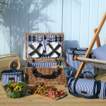 4 Person Luxury Insulated Filled Picnic Basket with Spork