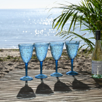 Blue Linear Re-usable Wine Glass set of 4