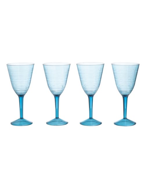 Blue Linear Re-usable Wine Glass set of 4