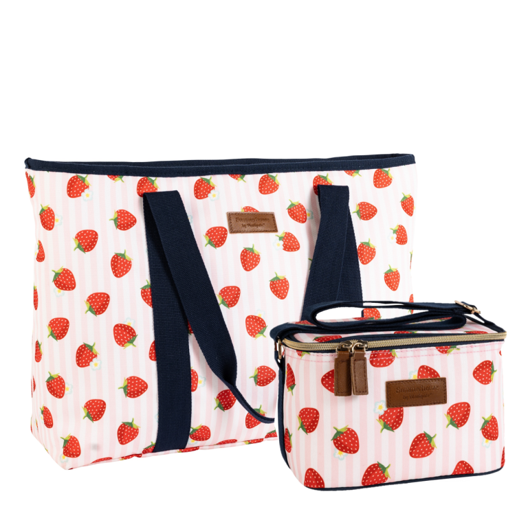 Strawberries & Cream Shoulder Tote & Personal Cool Bag