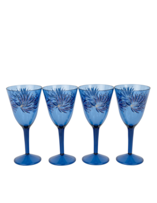 Sara Miller Anniversary Decorated Wine Glasses set of 4